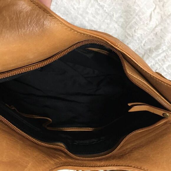 Ohh! Ashley Cross Design Brown/Tan Leather Bag - Picture 7 of 13